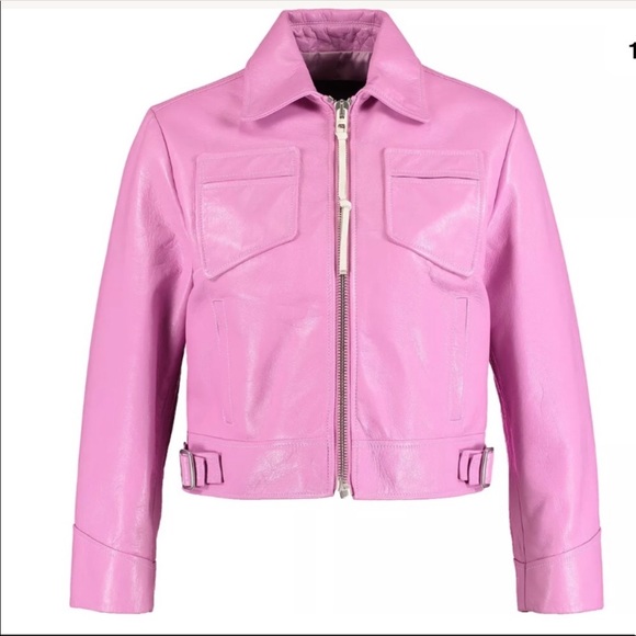 coach pink leather jacket